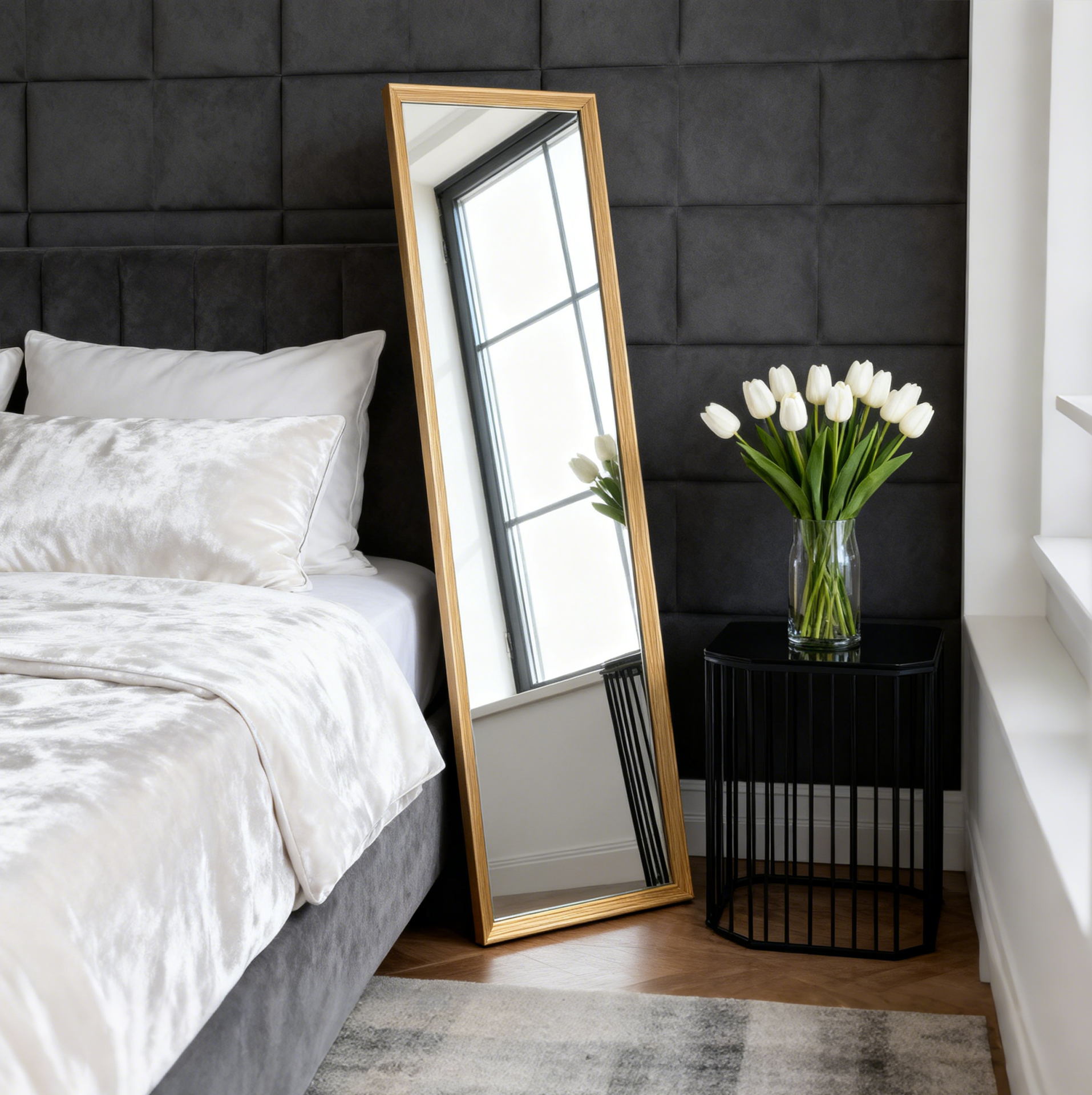 Classic Walnut Wood Frame Full Length Mirror - FLM56