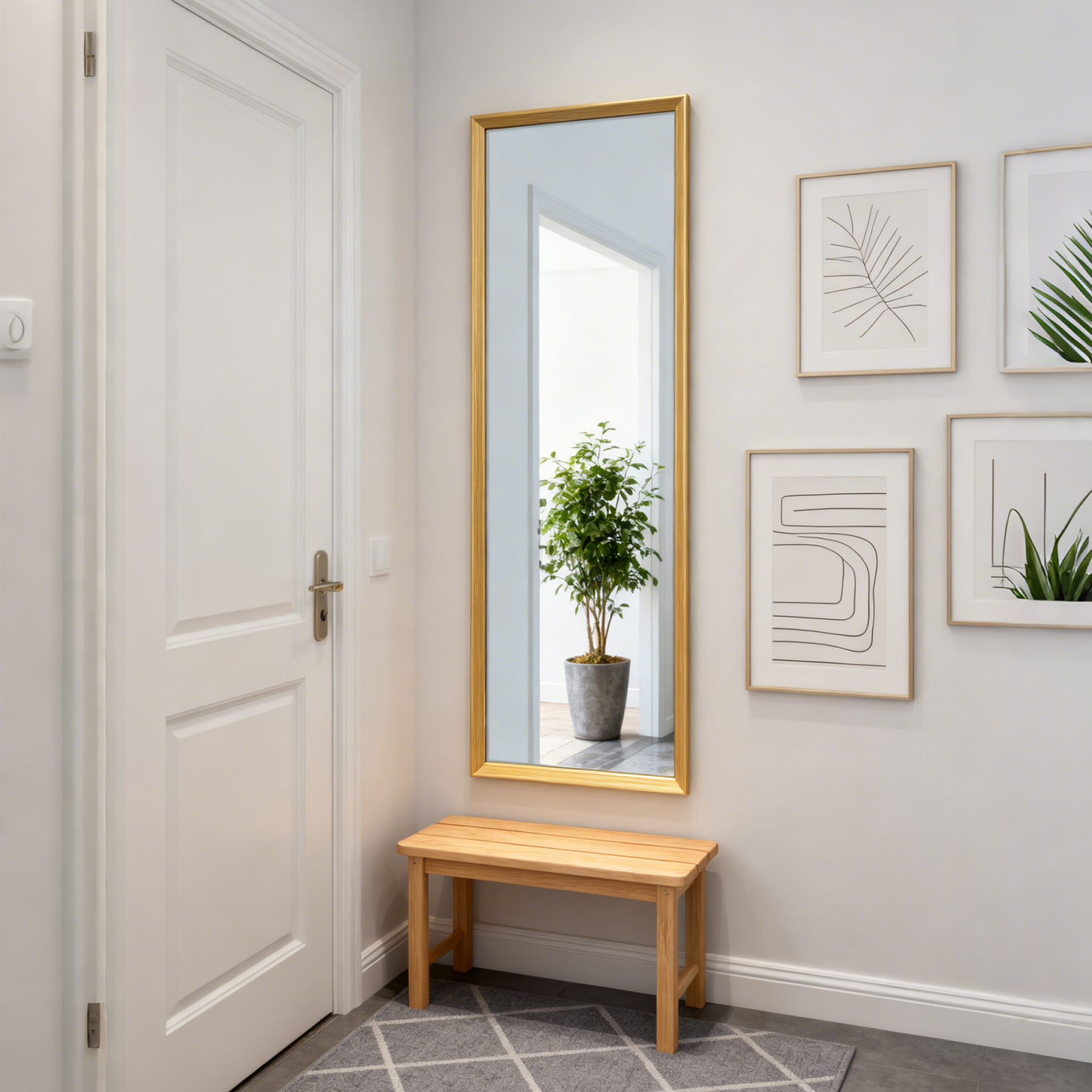 Classic Walnut Wood Frame Full Length Mirror - FLM03