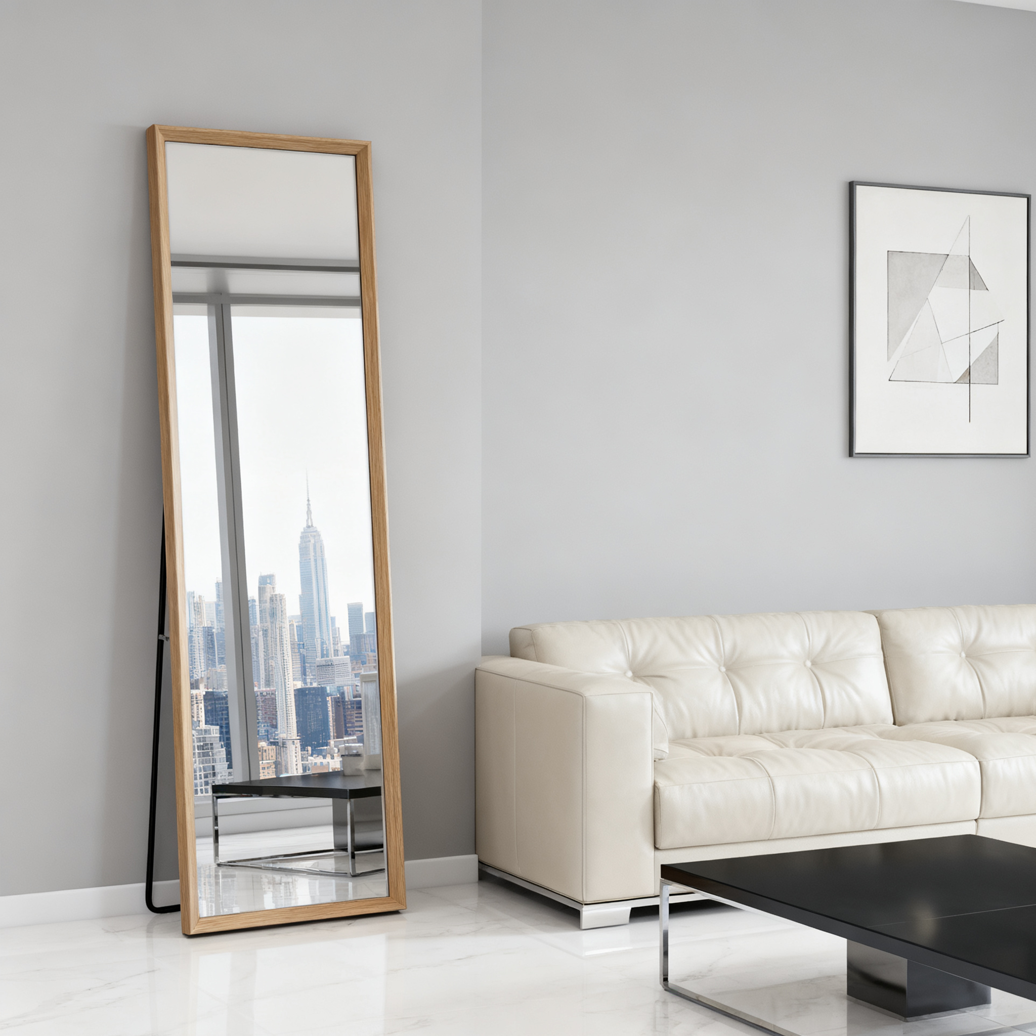 Classic Walnut Wood Frame Full Length Mirror - FLM56