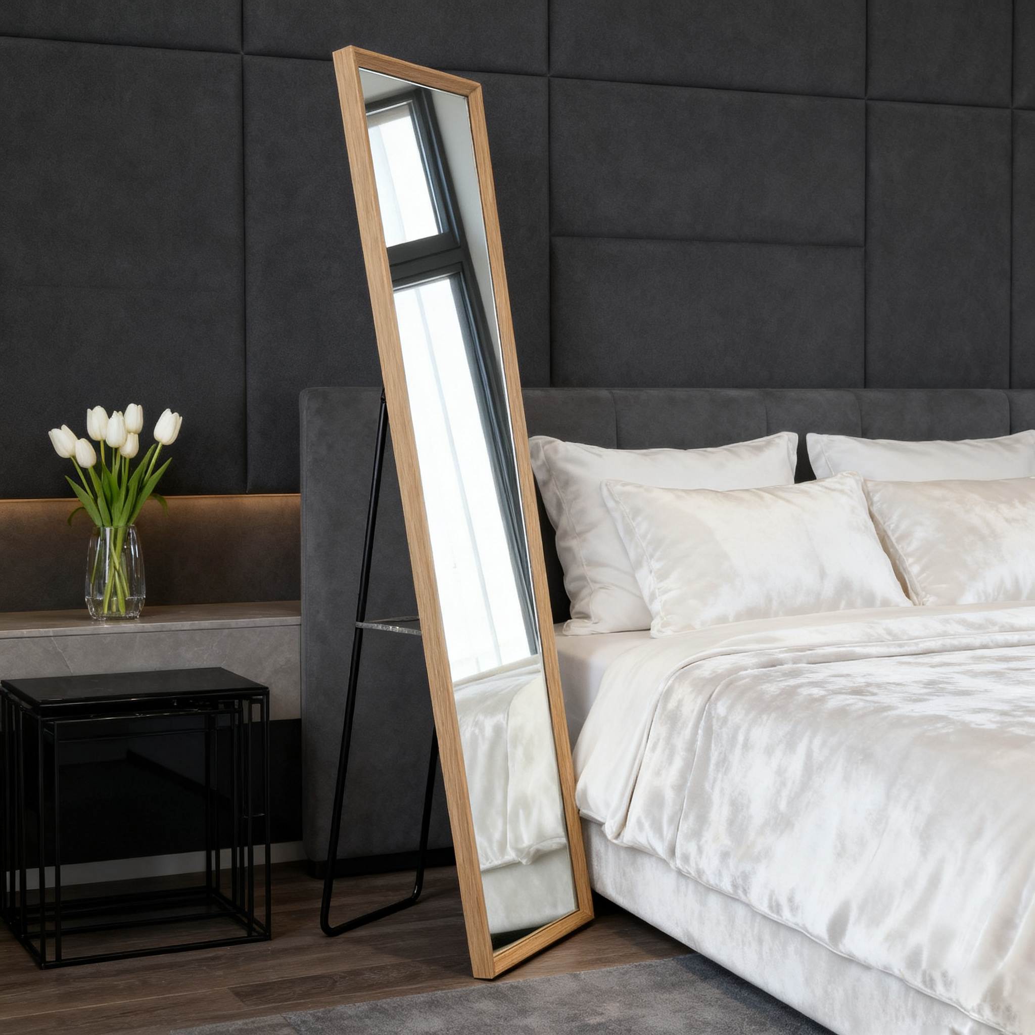 Classic Walnut Wood Frame Full Length Mirror - FLM56