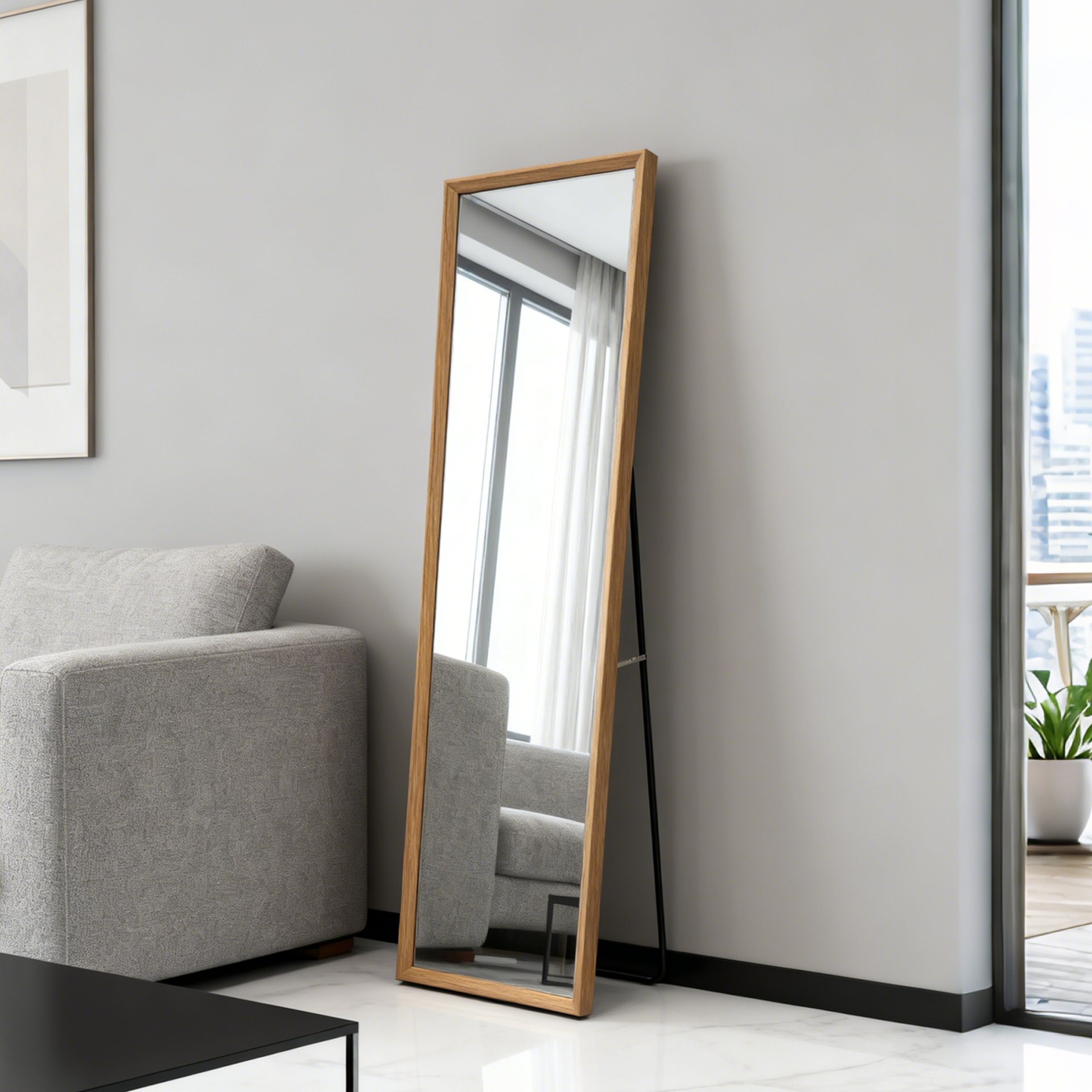 Classic Walnut Wood Frame Full Length Mirror - FLM56