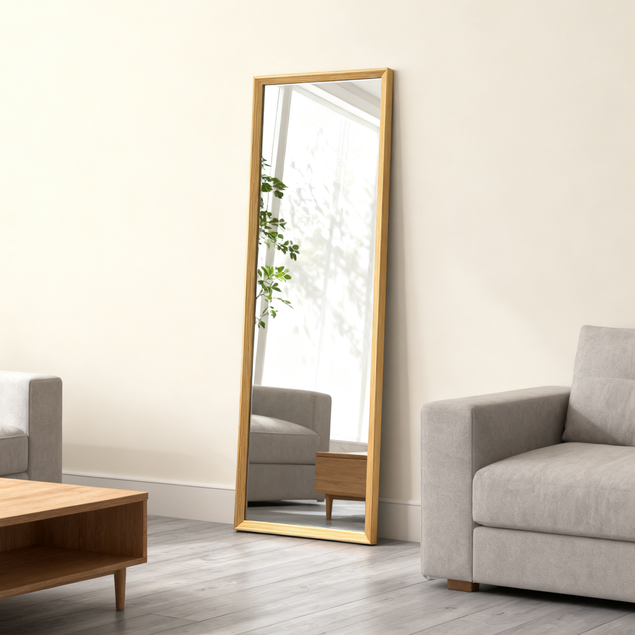 Classic Walnut Wood Frame Full Length Mirror - FLM56