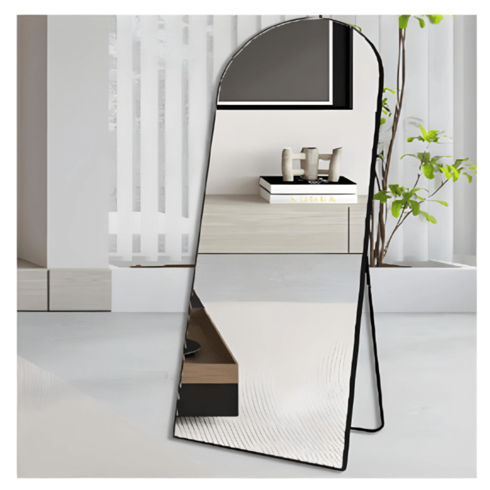 Black Arched Full Length Mirror 70cm x 170cm Minimalist Floor Mirror with Aluminium Frame