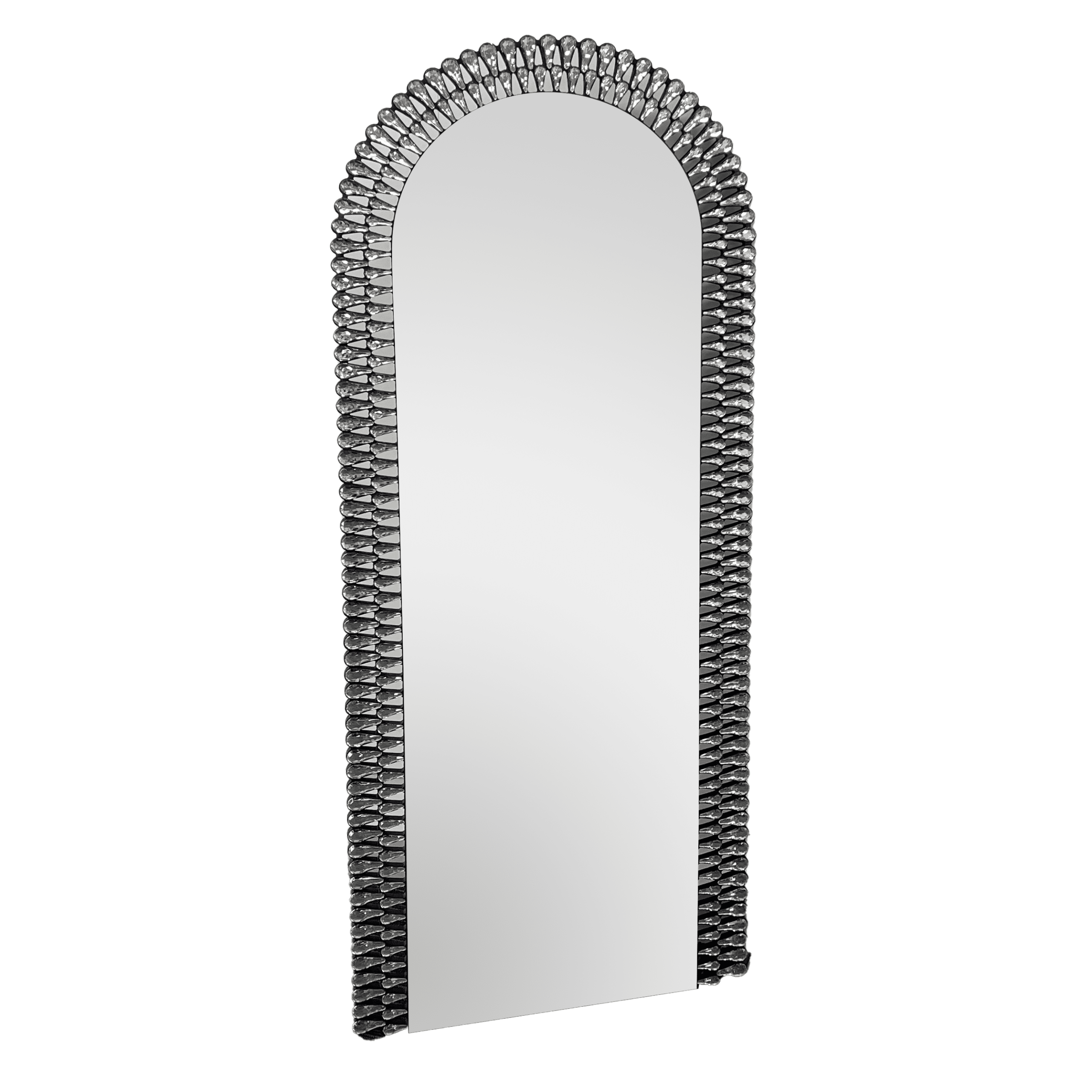 Diamond Water Drop Arch Wall Mirror 150cm x 60cm Silver Acrylic Frame