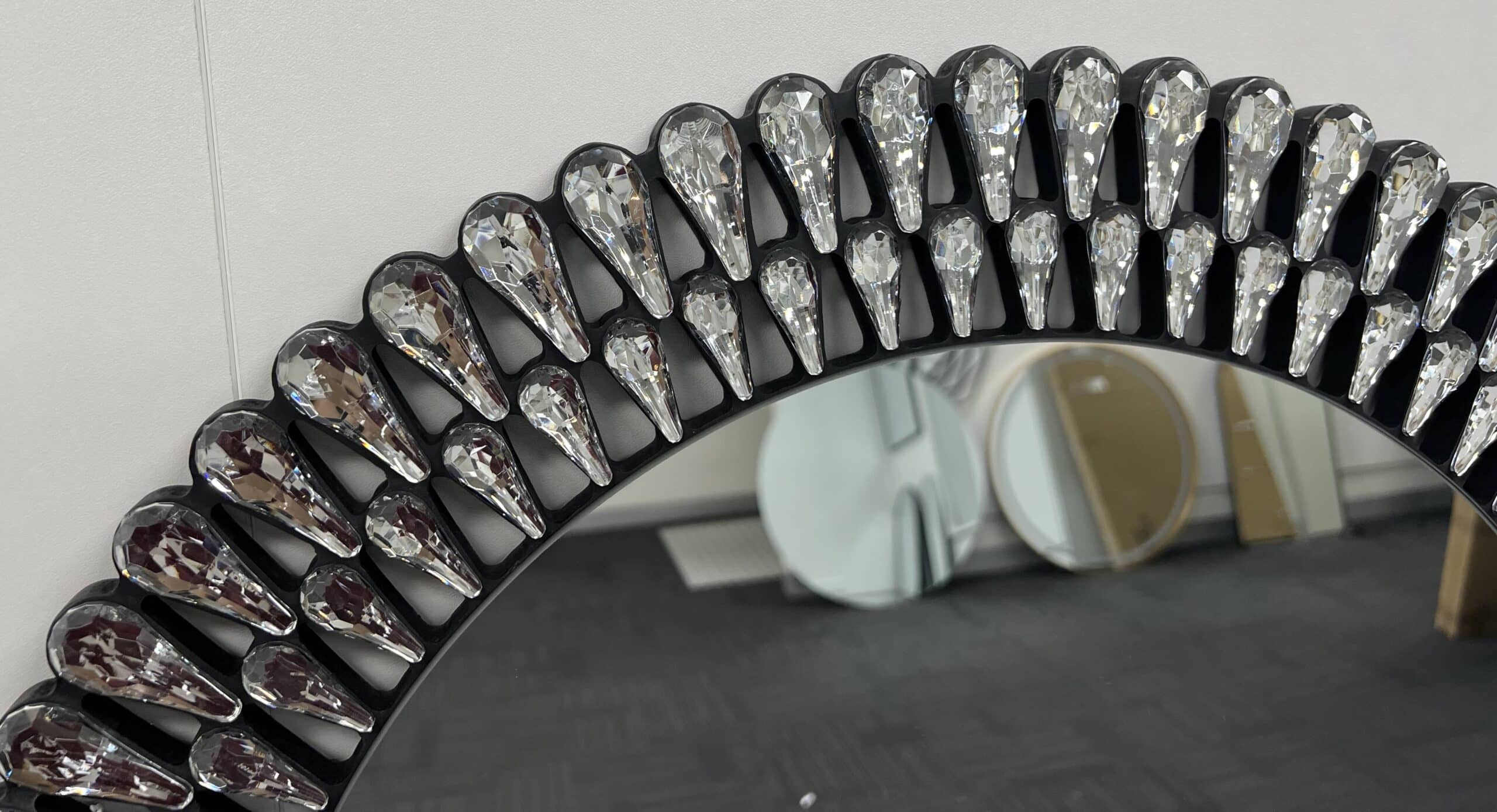 Diamond Water Drop Arch Wall Mirror 150cm x 60cm Silver Acrylic Frame