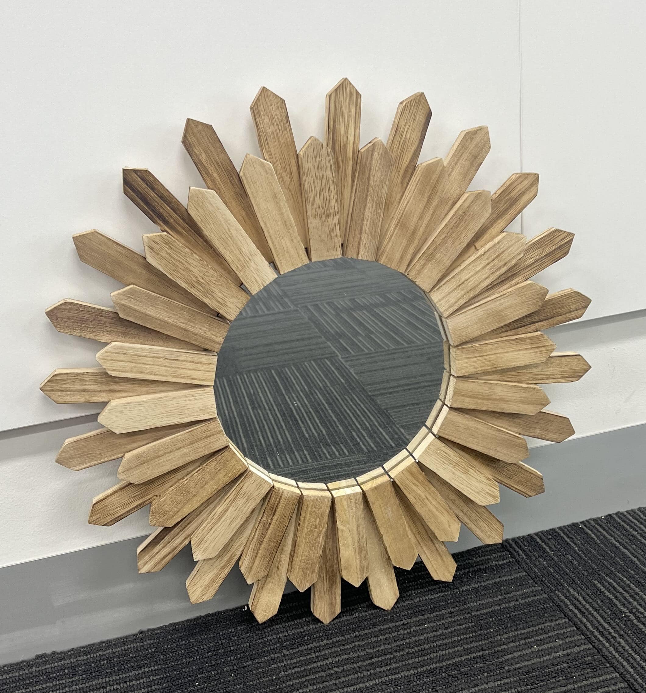 Paulownia Round Spike Mirror 46cm Self Paint