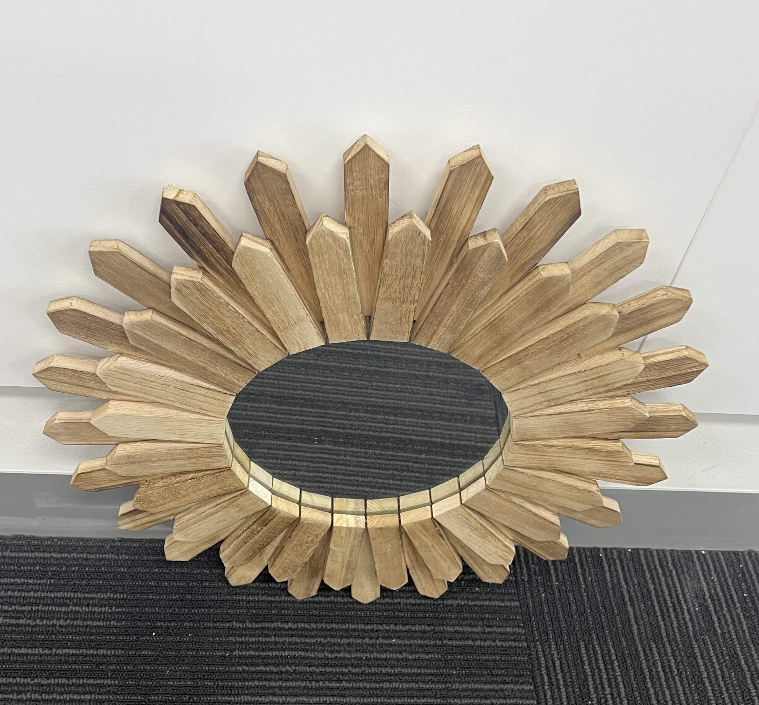 Paulownia Round Spike Mirror 46cm Self Paint