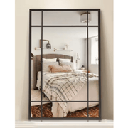 Industrial Iron Grid Black Rectangular 150cm x 50cm Full Length Wall Mirror