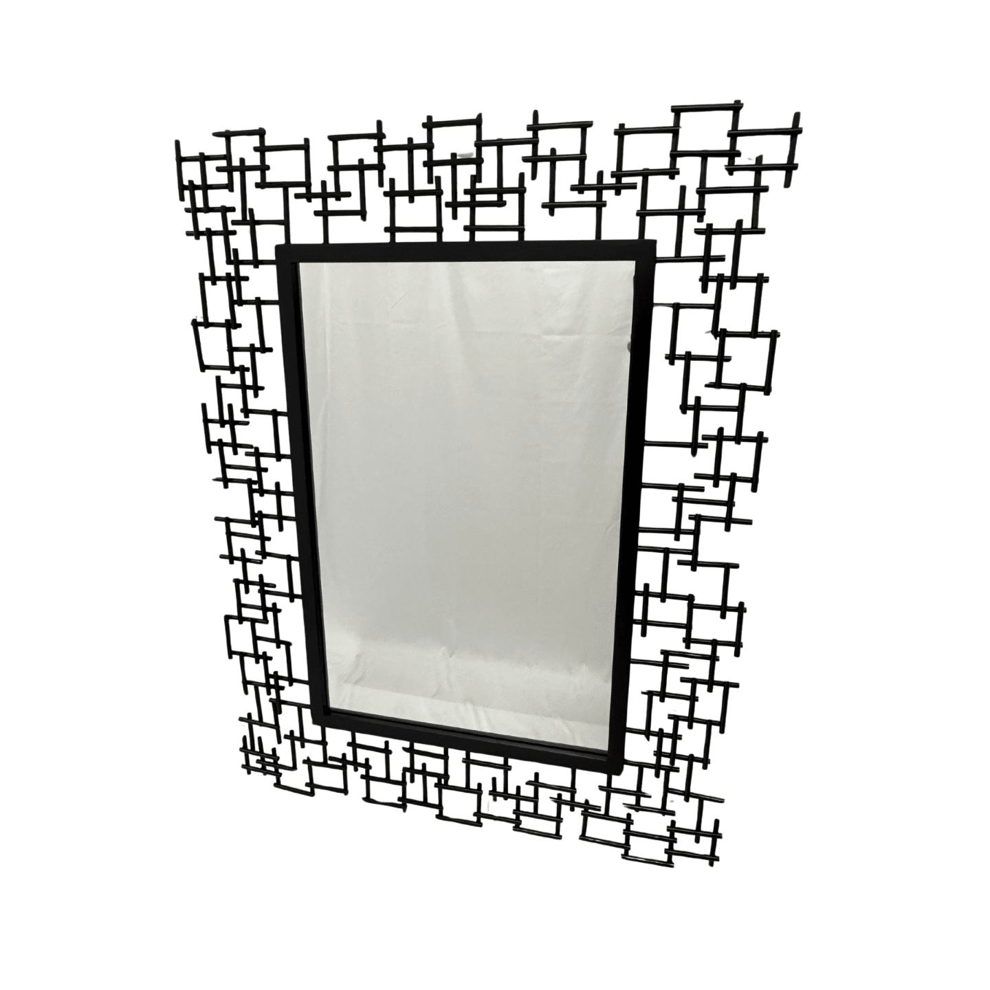 Luxury Iron Frame Rectangular Mirror 107cm x 81cm Black Modern Wall Décor
