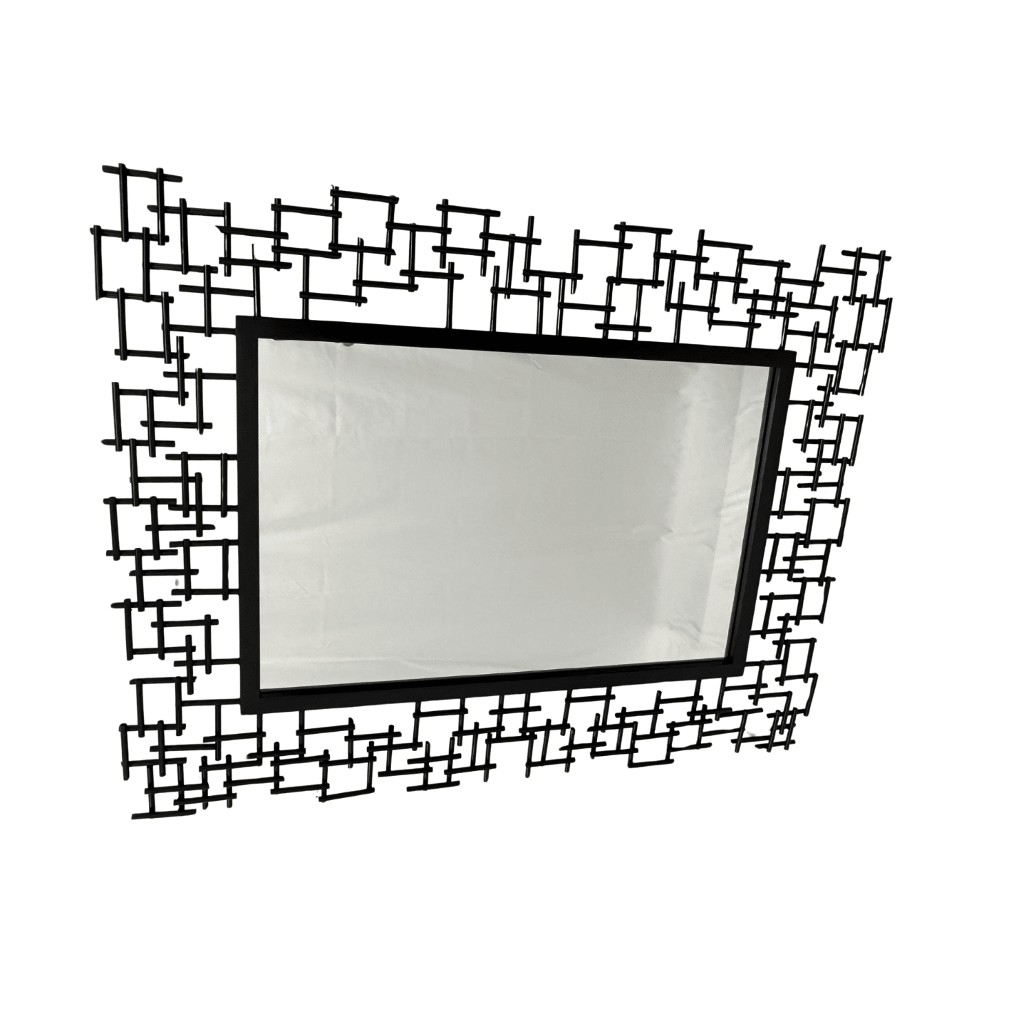 Luxury Iron Frame Rectangular Mirror 107cm x 81cm Black Modern Wall Décor