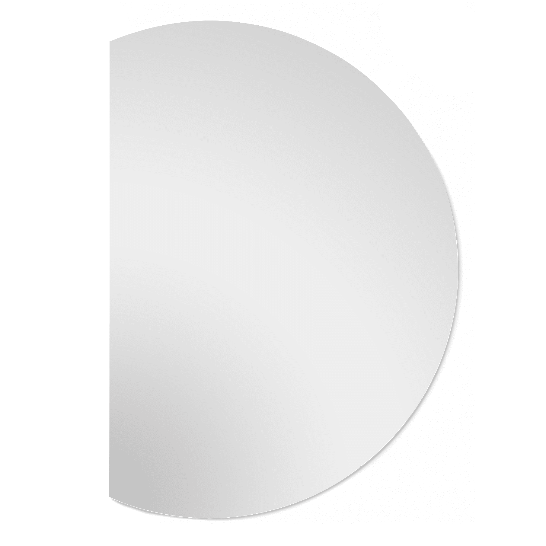 Half Moon Wall Mirror 91cm x 130cm Left Frameless