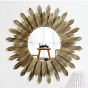 Paulownia Round Spike Mirror 46cm Self Paint