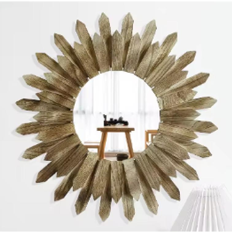 Paulownia Round Spike Mirror 46cm Self Paint