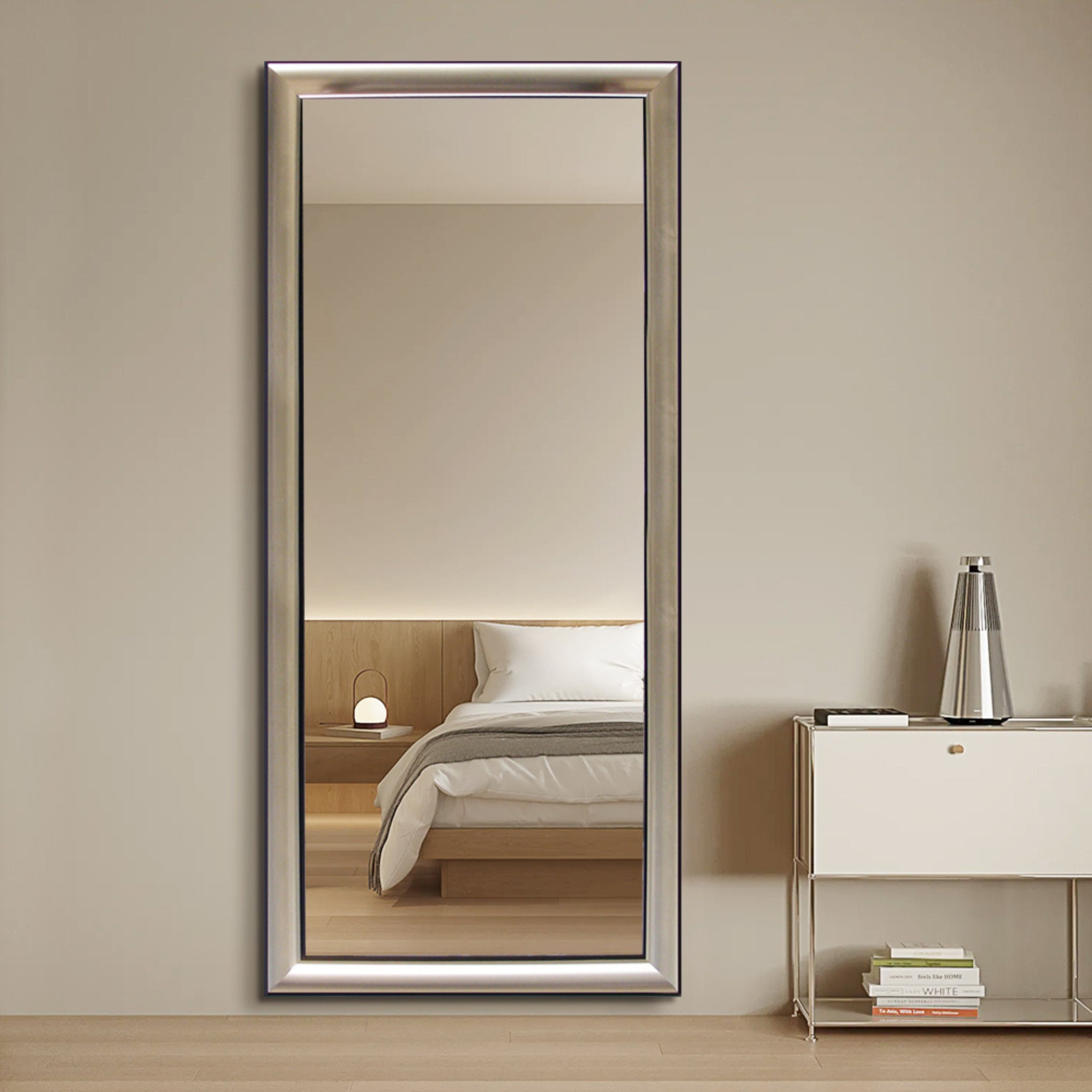 Modern Silver Frame Full Length Mirror
