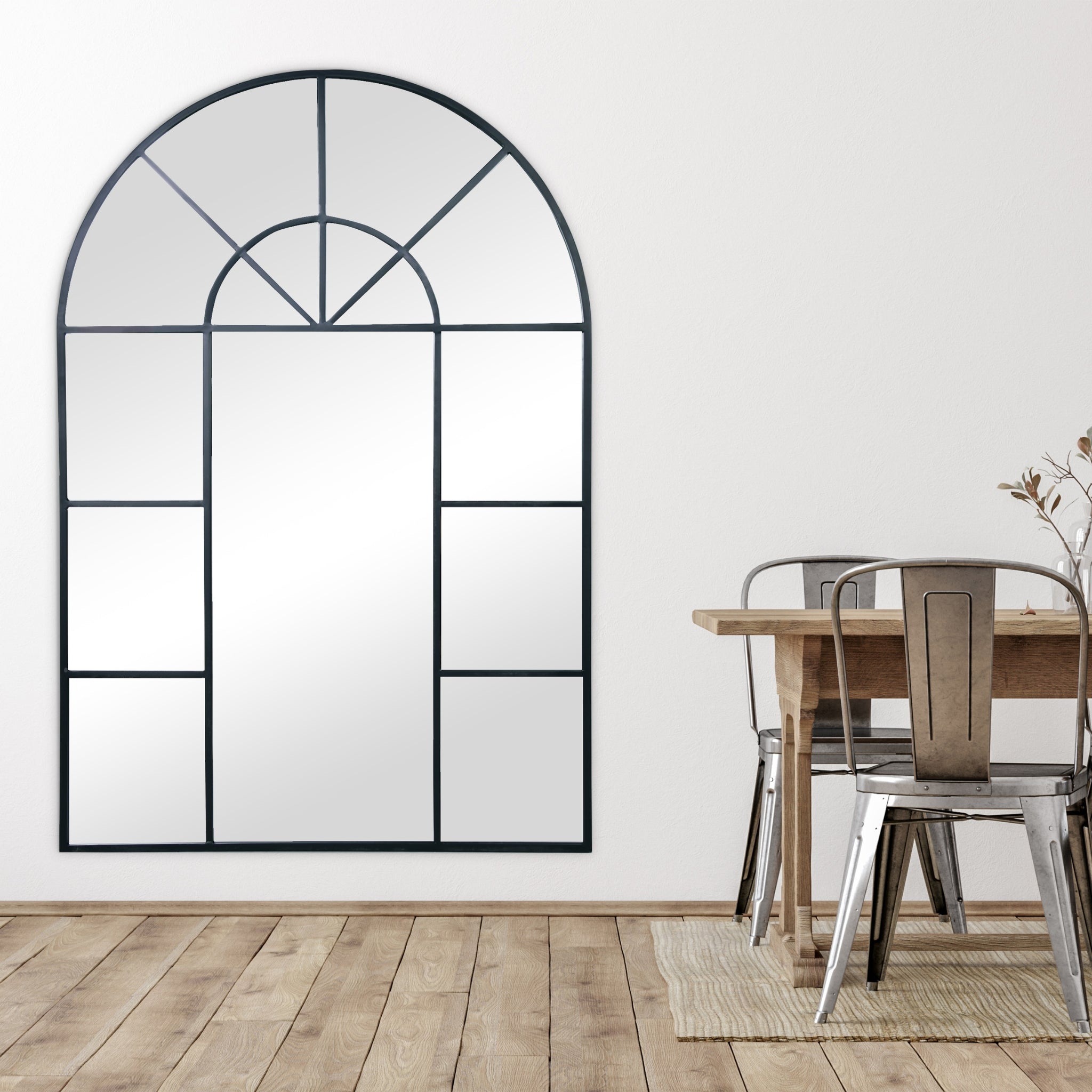 Black Arch Metal Wall Mirror