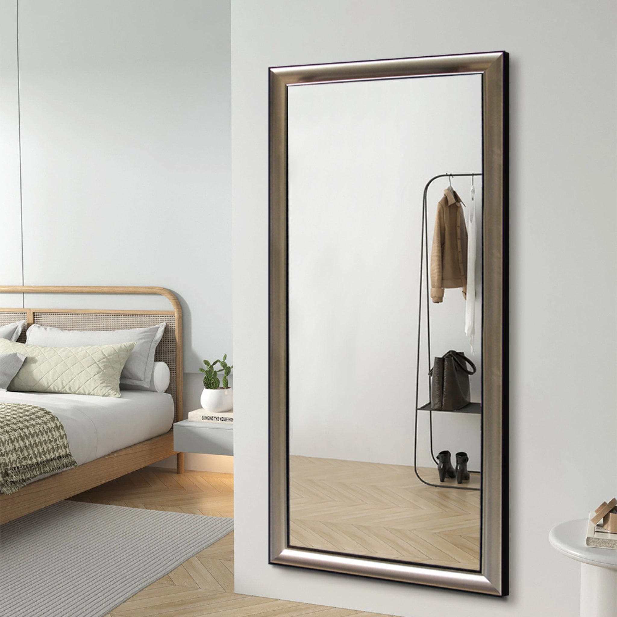 Modern Silver Frame Full Length Mirror