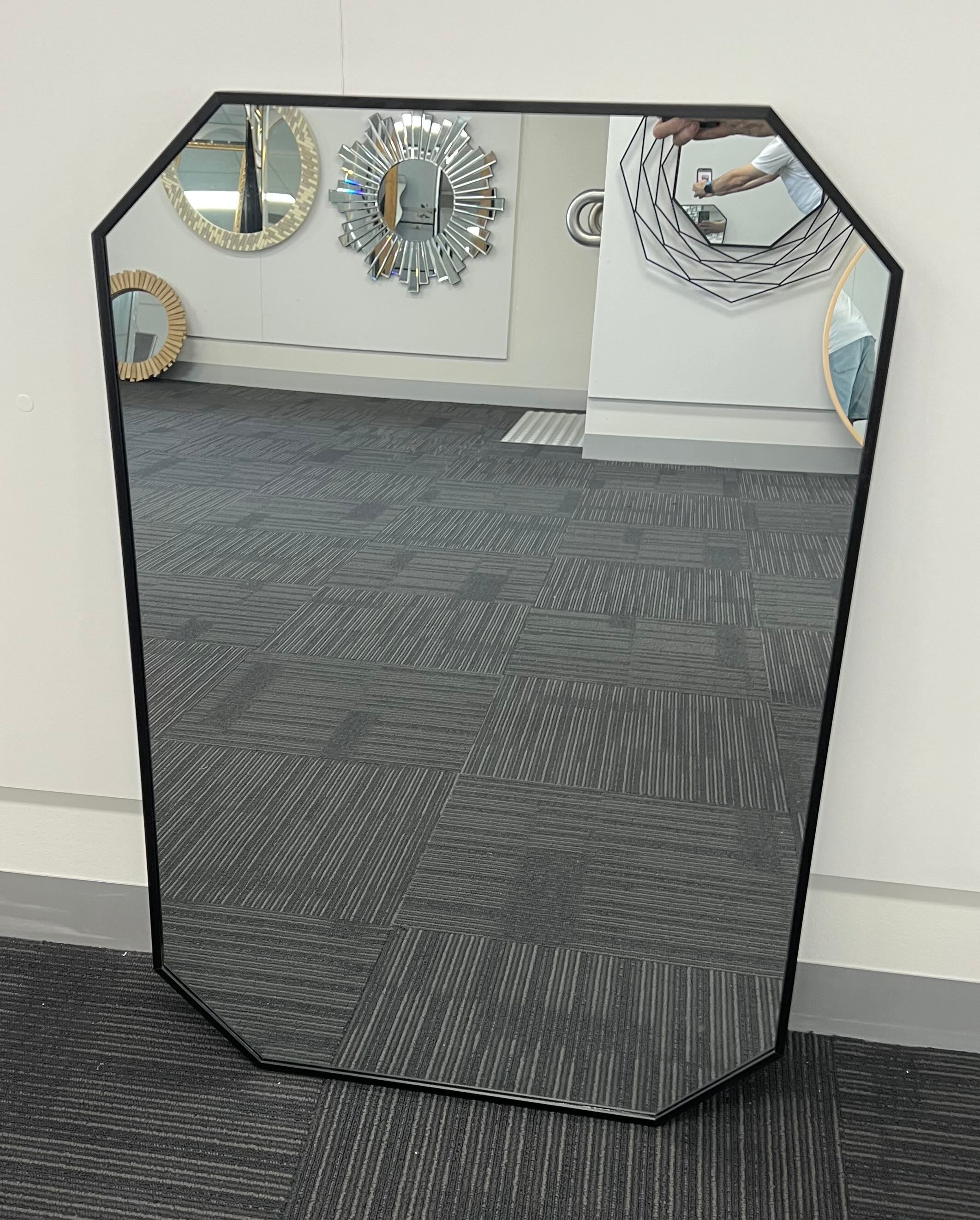 Star Octagon Mirror 90cm x 60cm Black Aluminium Frame Modern Wall Décor