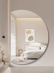 Left Cut Half Moon Wall Mirror 91cm x 130cm Frameless Decorative Mirror