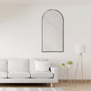 Arched Wall Mirror Black Aluminium Alloy Frame 70cm x 140cm Modern Full Body
