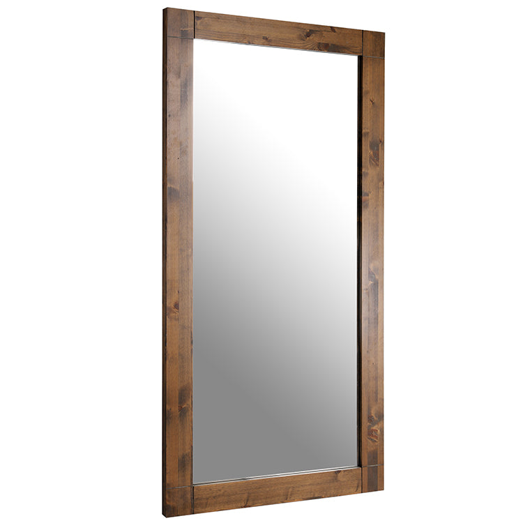Nordic Full Length Rectangular Mirror 183cm x 91cm Yellow Brown Woodgrain Floor Mirror
