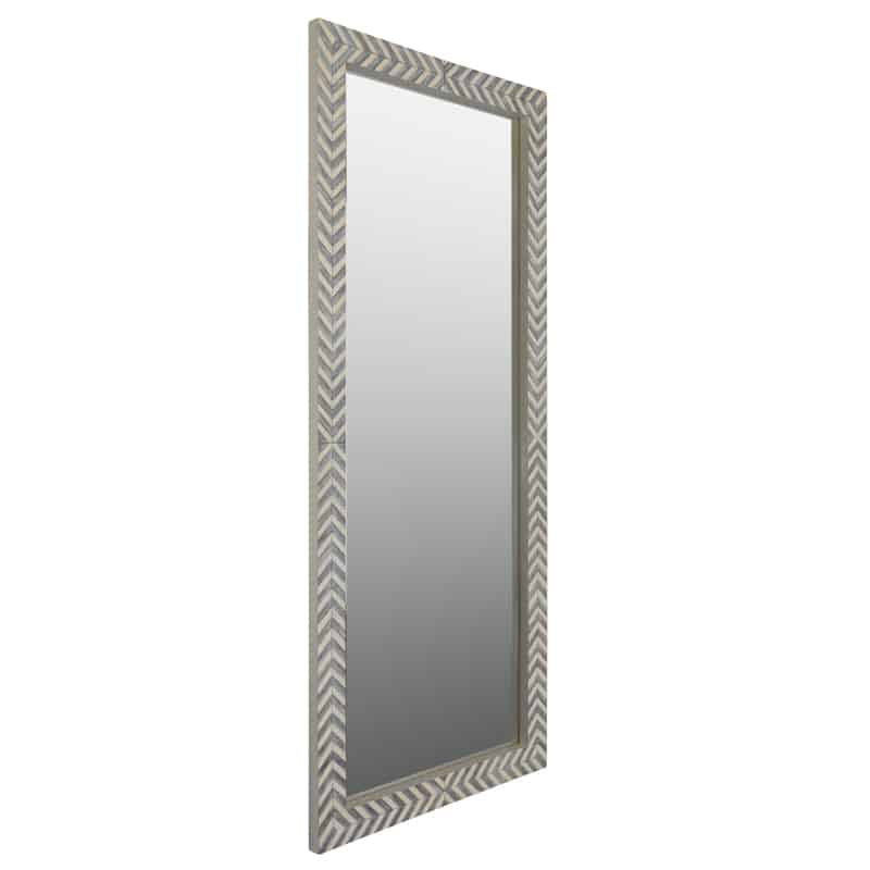 Zebra Fishbone Full Height Mirror 183cm x 76cm Brown Grey Wall Mount MDF Frame