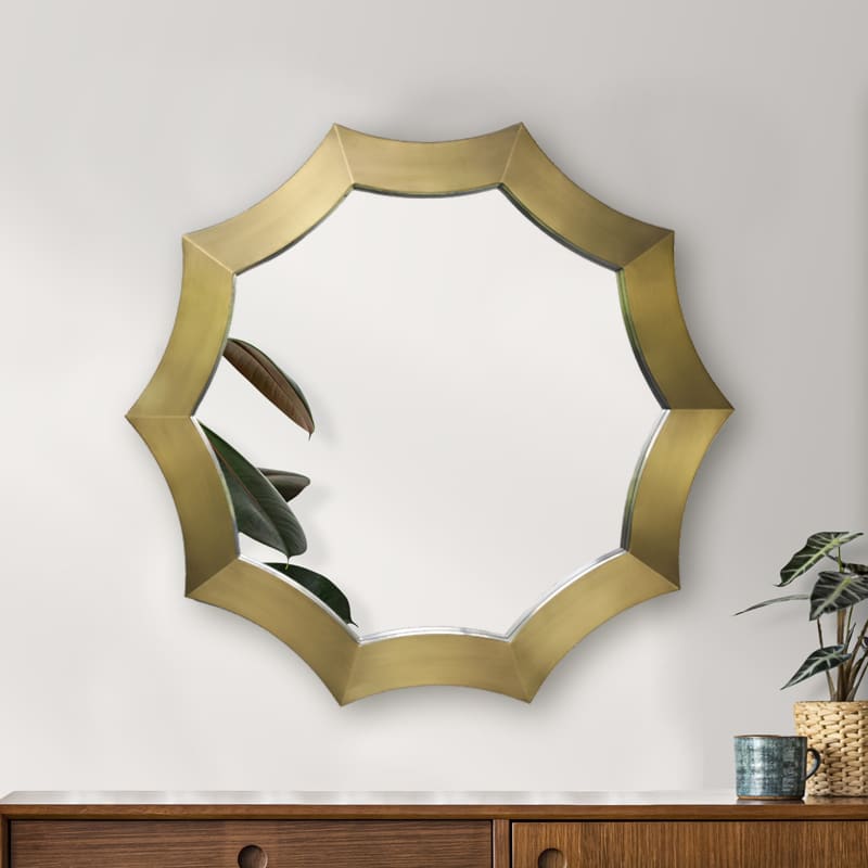 Round Gold Stainless Steel Frame 91cm Wall Mirror