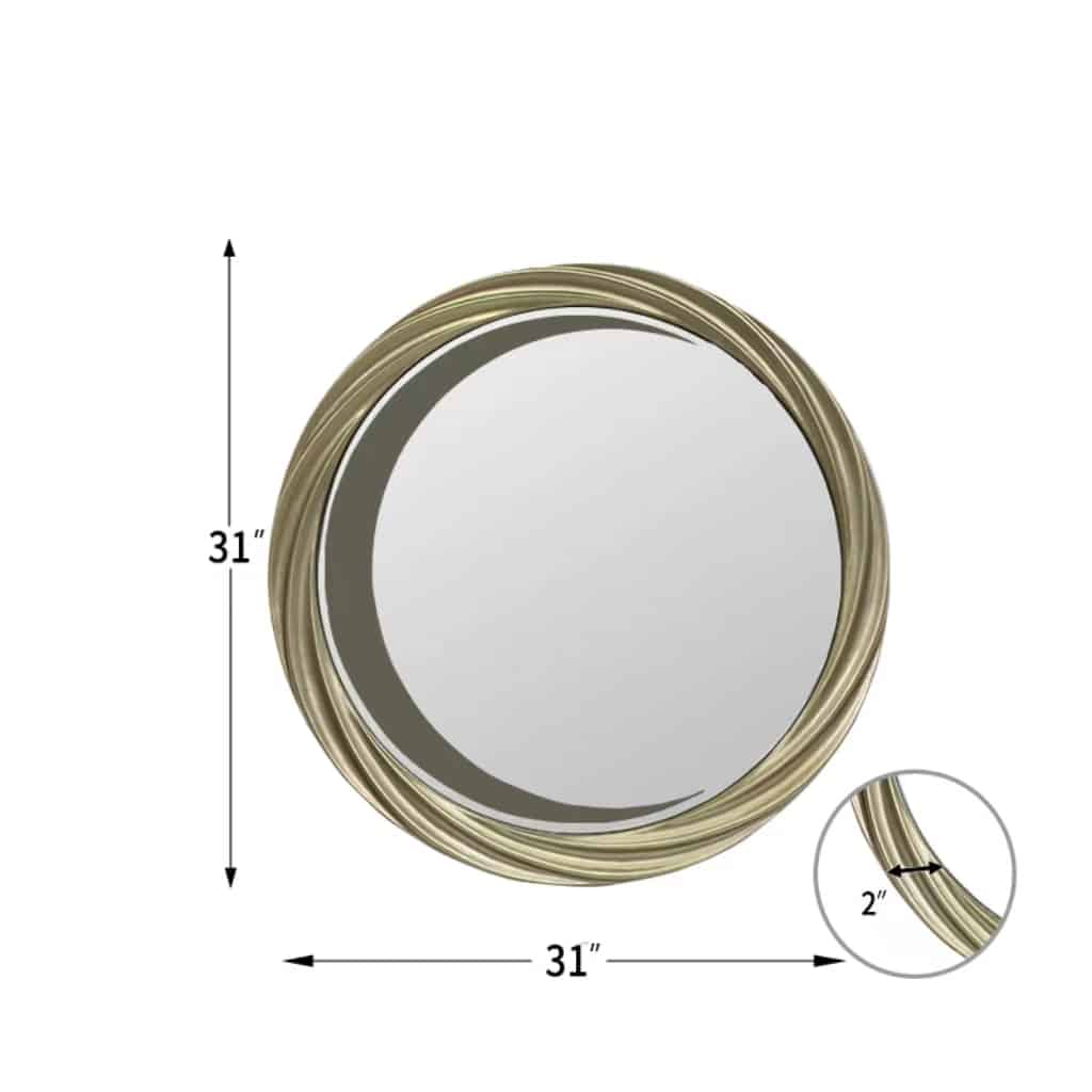 Luxury Antique Overlapping Round Mirror 80cm Silver French Style PU Frame Wall Décor