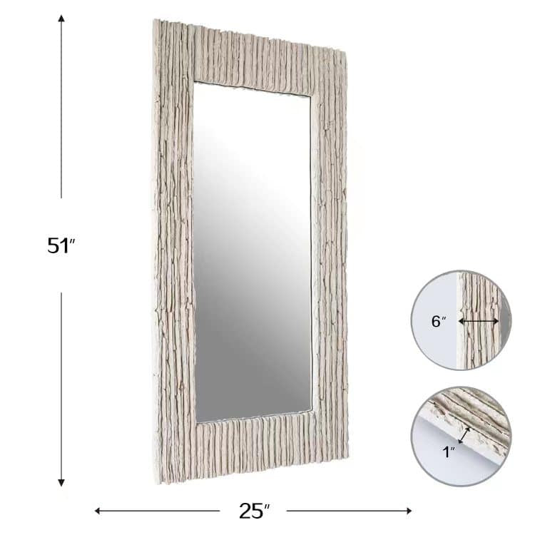 Contemporary Rectangular Wall Mirror 130cm x 64cm Grey Foam PU Frame