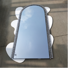 Diamond Water Drop Arch Wall Mirror 200cm x 100cm Silver Acrylic Frame