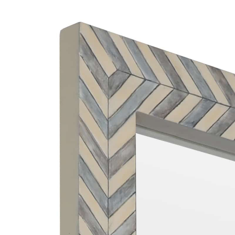 Zebra Fishbone Full Height Mirror 183cm x 76cm Brown Grey Wall Mount MDF Frame