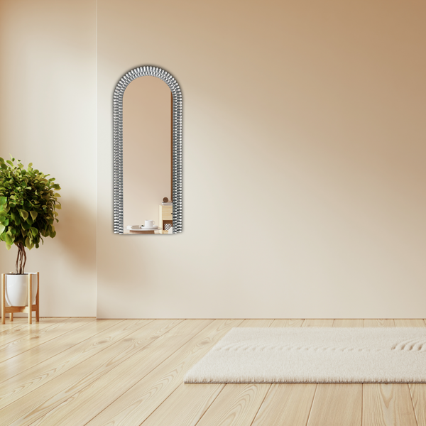 Diamond Water Drop Arch Wall Mirror 200cm x 100cm Silver Acrylic Frame