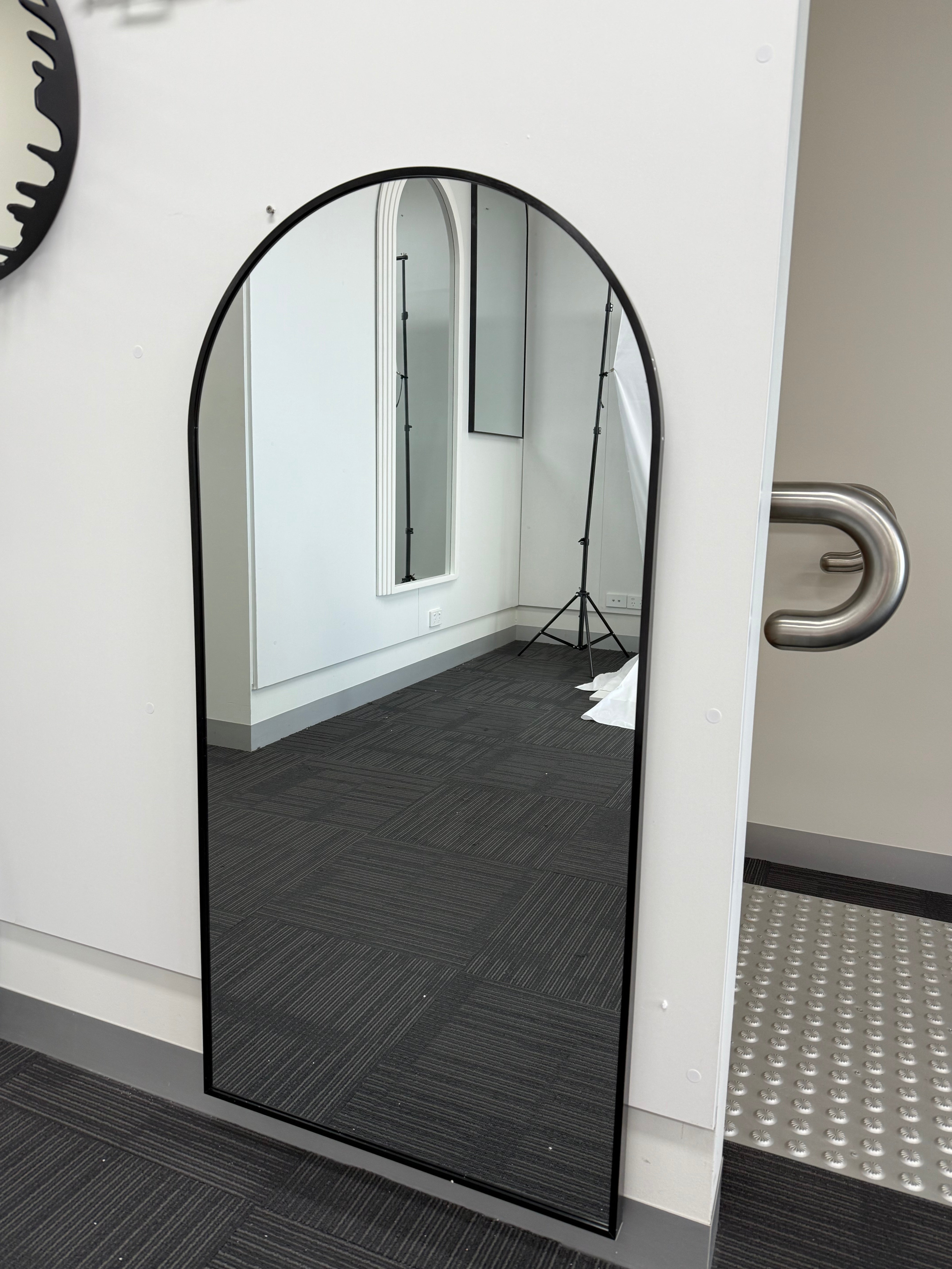 Arched Wall Mirror Black Aluminium Alloy Frame 70cm x 140cm Modern Full Body
