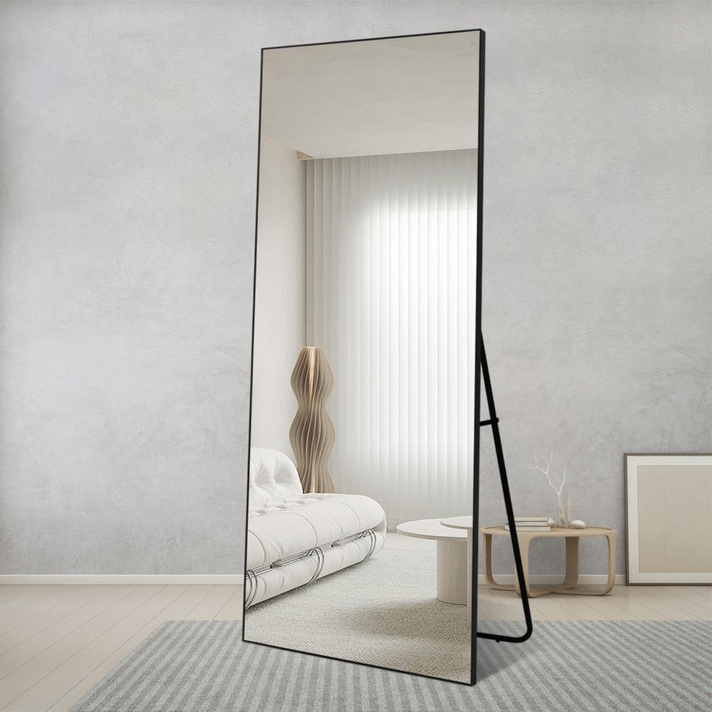 Rectangular Full Length Mirror 90cm x 190cm Black Large Modern Floor Mirror