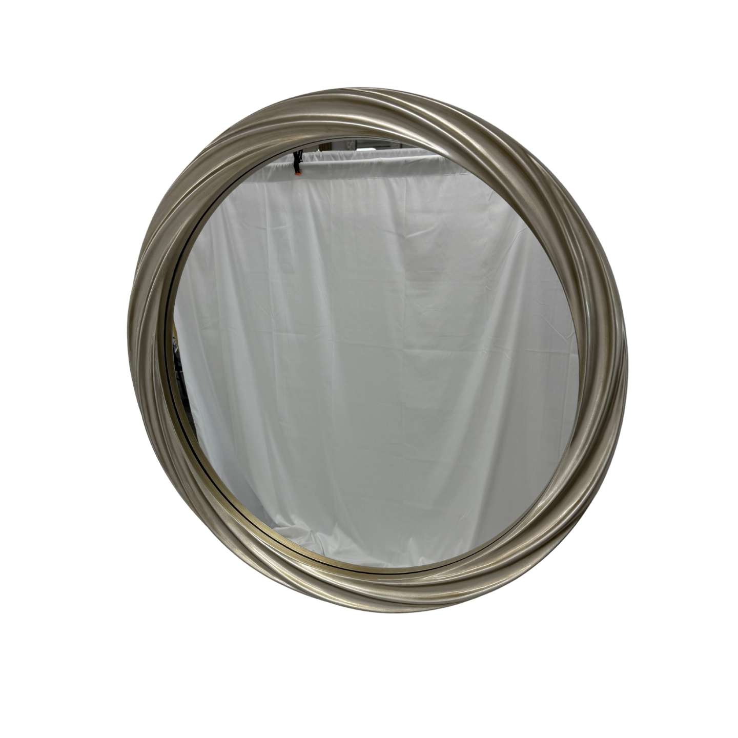 Luxury Antique Overlapping Round Mirror 80cm Silver French Style PU Frame Wall Décor