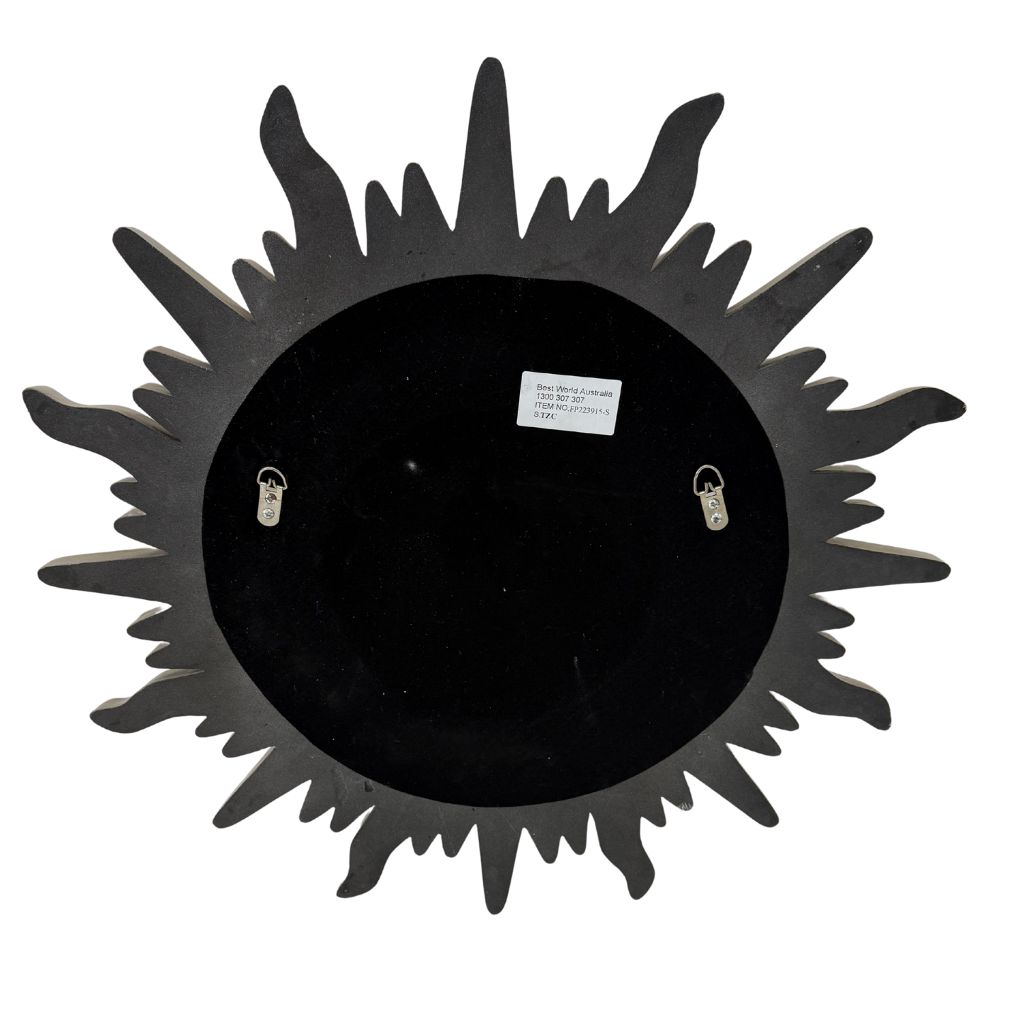 Round Vintage Sunburst Mirror 71cm Silver Wall Mount PU Frame