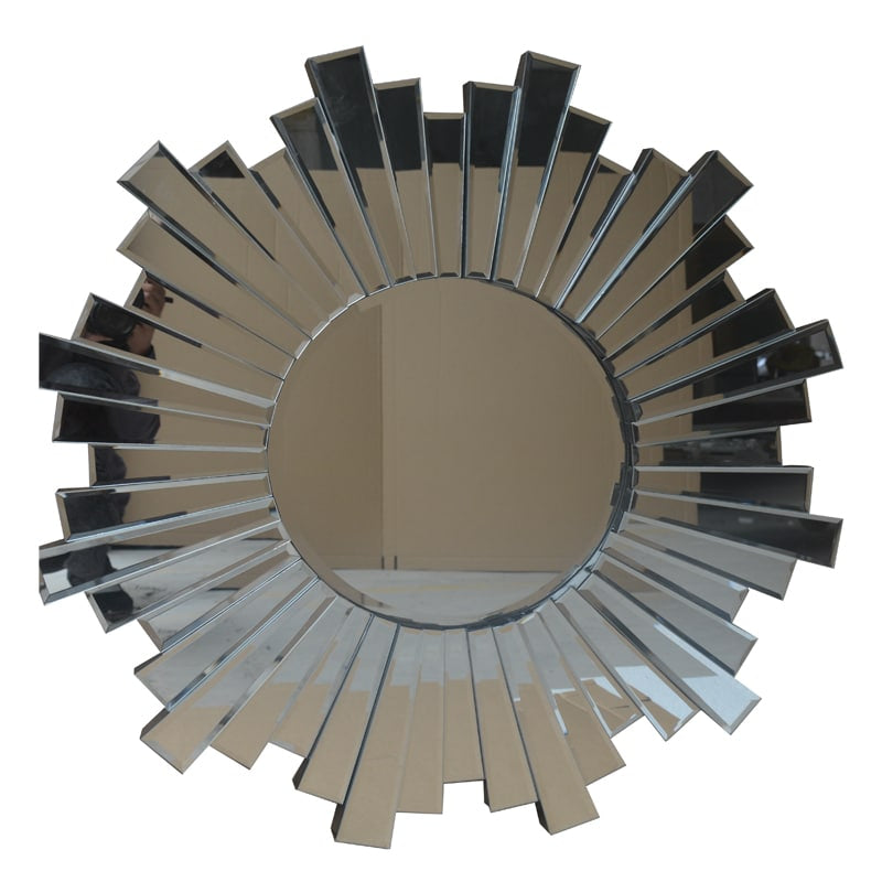 Besty Frameless Sunburst Wall Mirror 80cm Minimalist Beveled Design