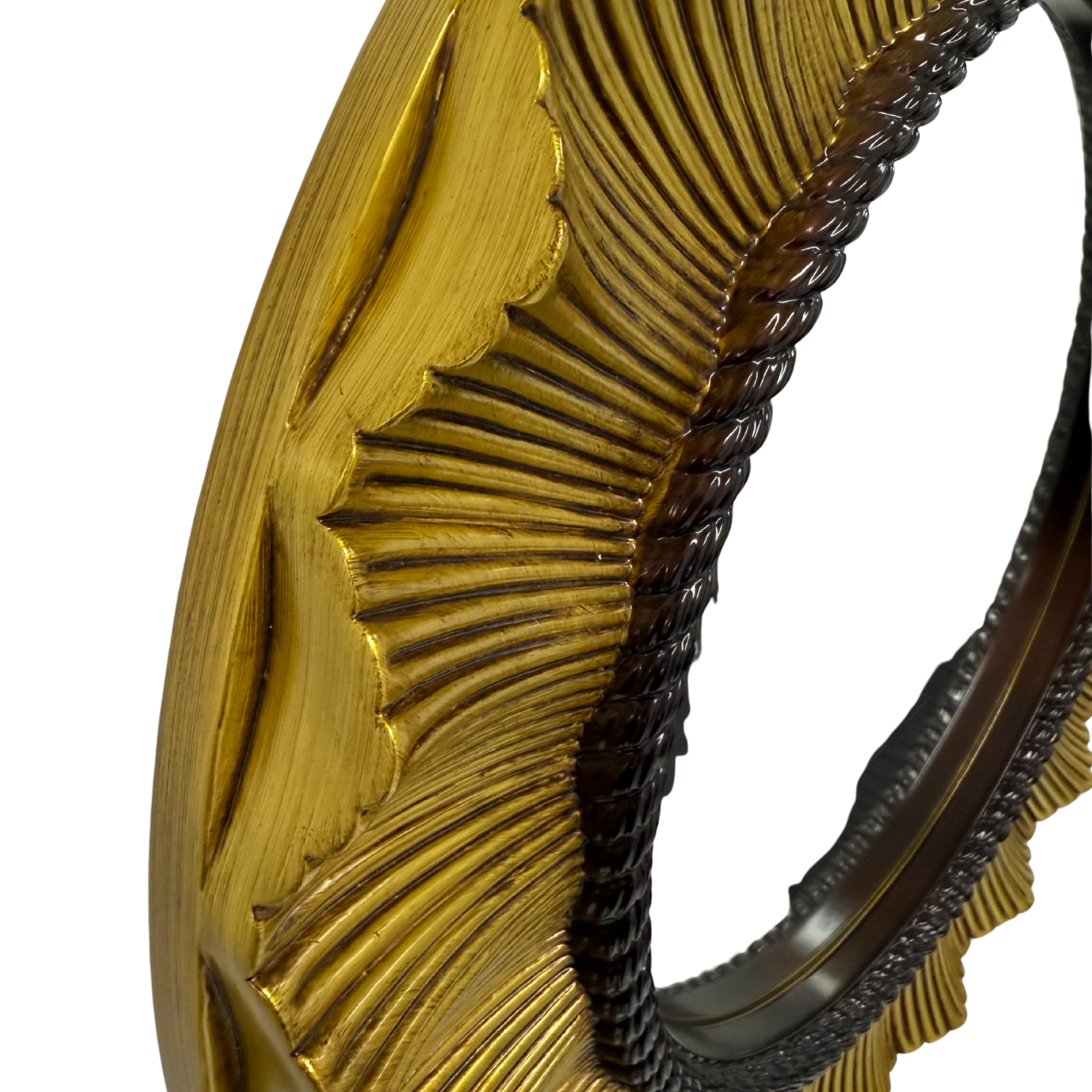 Round Cleopatra Sunburst Mirror 65cm Gold Wall Mount Antique PU Frame