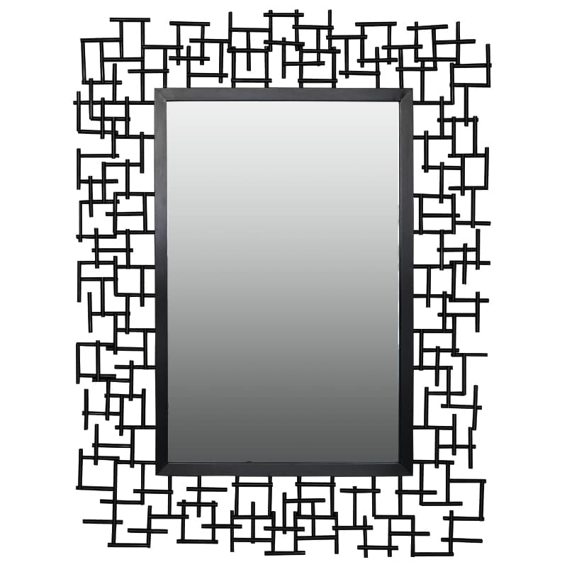 Luxury Iron Frame Rectangular Mirror 107cm x 81cm Black Modern Wall Décor